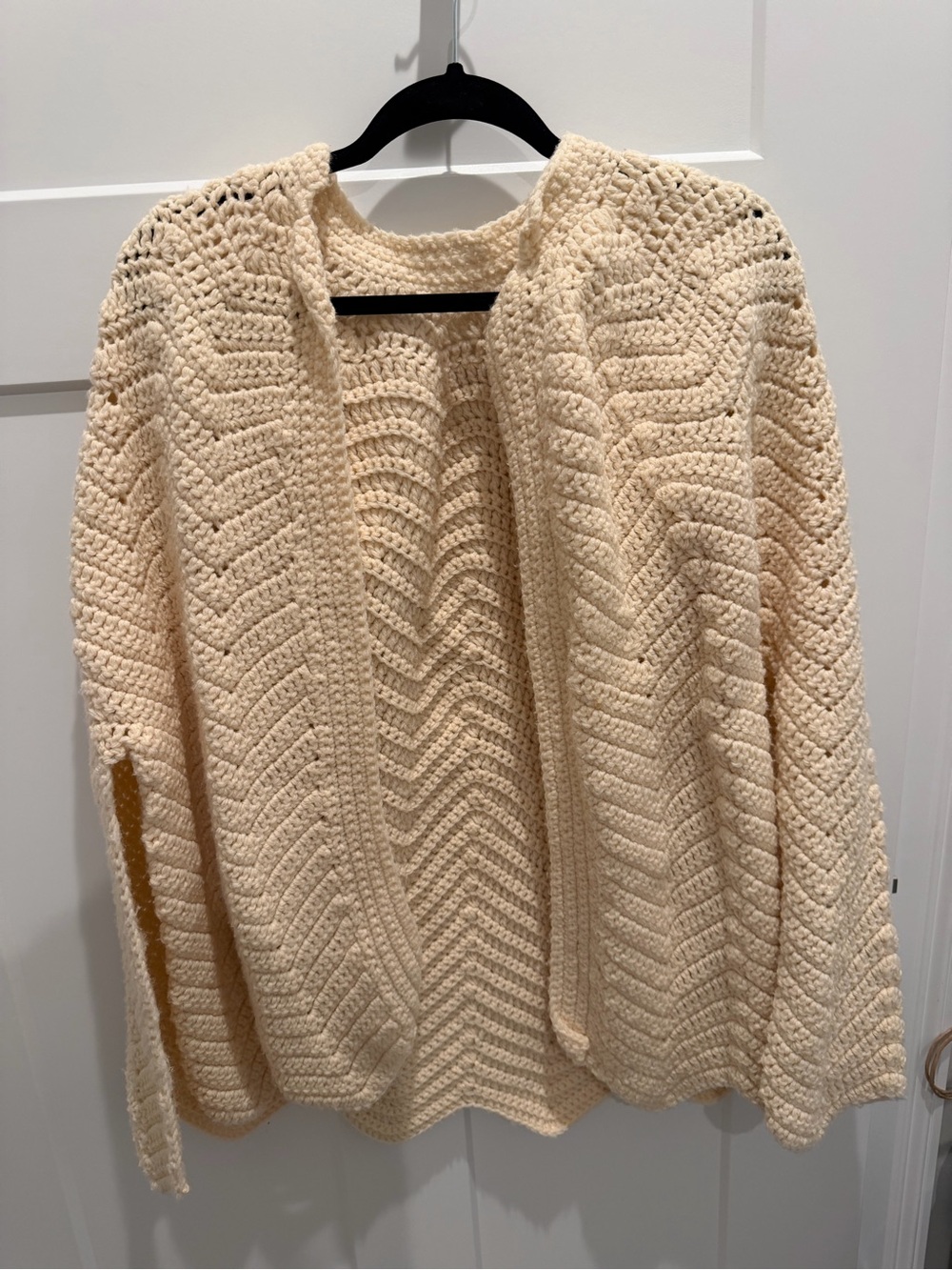 Cream Crochet Open-Front Women’s Sweater Cardigan